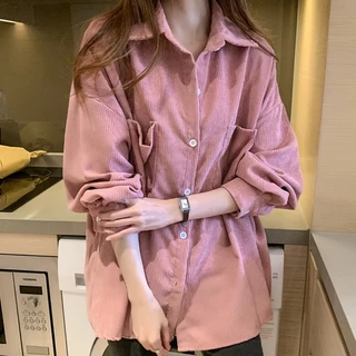 Ccute พร้อมส่ง เสื้อลูกฟูก เสื้อกันแดด กันหนาว เชิ้ตแขนยาว สีพื้นมินิมอล แฟชั่นเกาหลี