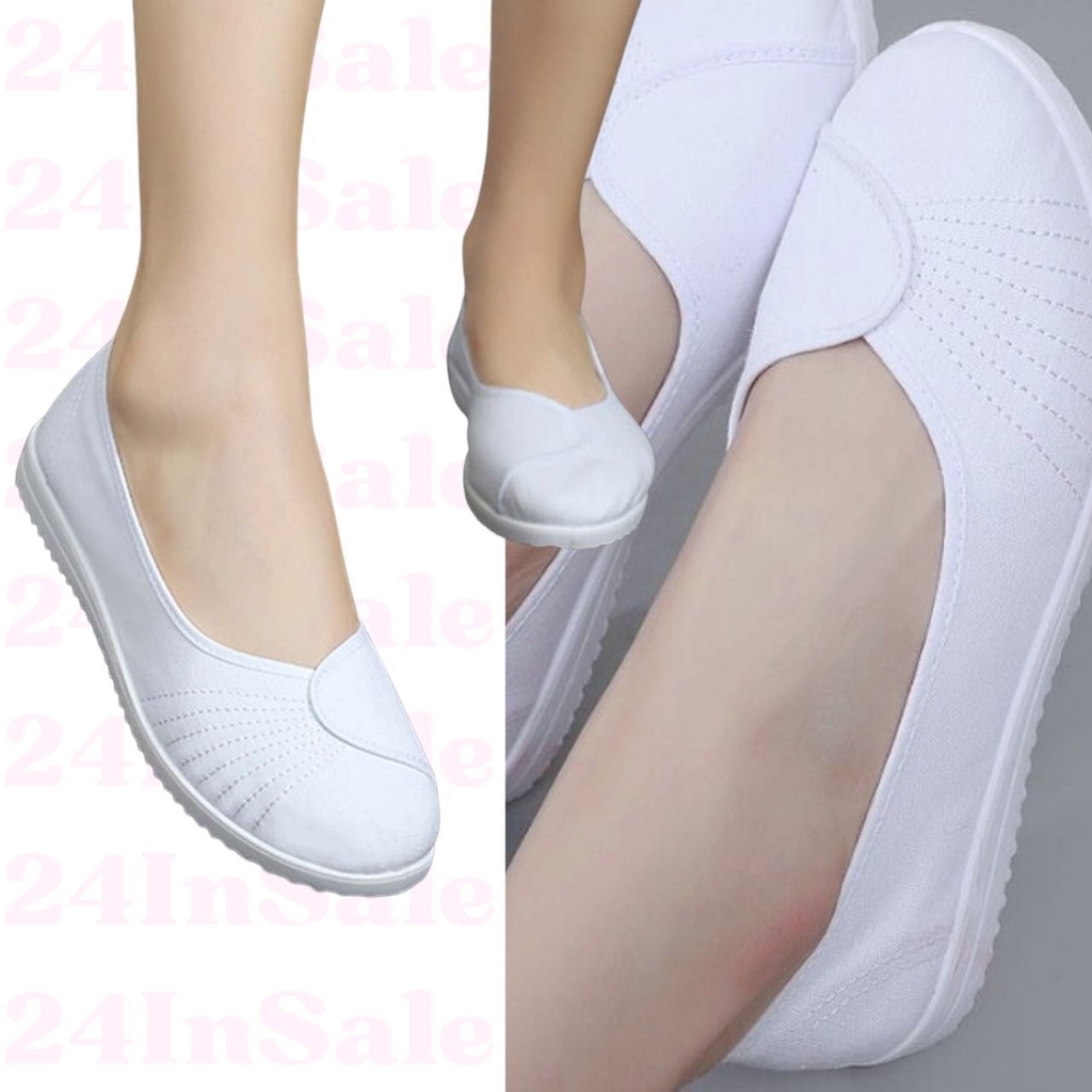 shop24 สต็อกไทย รองเท้าคัชชูพยาบาล สีขาว พื้นขอบหยัก เบอร์ 35-41 (25)
