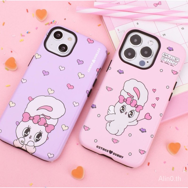 เคสโทรศัพท์มือถือ กันตก สองชั้น ลายดอกไม้ กระต่ายน่ารัก สไตล์เกาหลีใต้ สําหรับ iPhone 7 8 plus x xs XR xsmax 11 12 13 14 15 Pro Max