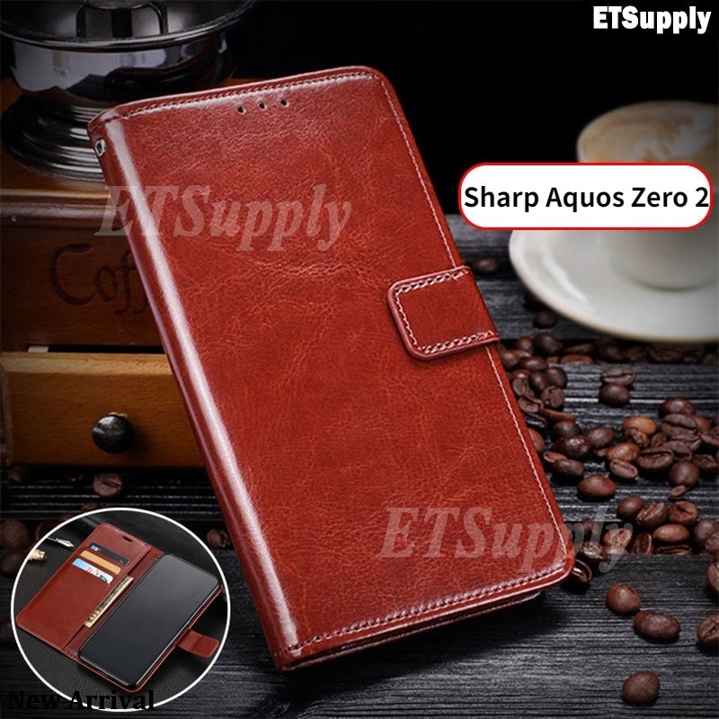 Flip Case Casing HP Sharp Aquos R2 V6 Plus Zero 2 Aquos R9 R10 Pro Sense9 Leather Wallet Card Holder