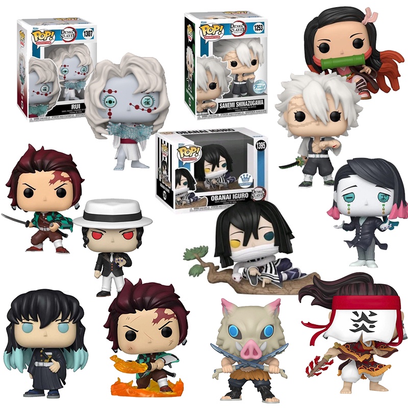 ฟิกเกอร์ Funko Pop Demon Slayer Rui 1307 Sanemi Shinazugawa 1253 Obanai Iguro 1395 Tanjirou Kamado N