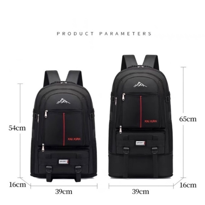 กระเป๋าเป้เดินทาง 70 ลิตร ขยายก้นได้ 2 ขนาด ใช้ สำหรับท่องเที่ยว เดินเขา กันน้ำได้ น้ำหนักเบา
