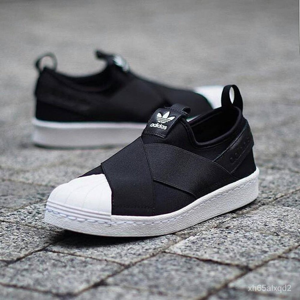 Adidas Superstar รองเท้าสลิปออน สีดํา 100%