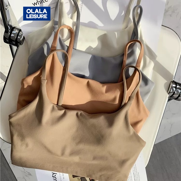 OLALA LEISURE ชุดชั้นในสปอร์ตบรา สายรัดหลัง ป้องกันคลื่นไส้ สวยงาม เซ็กซี่ สีนู้ด ขนาดเล็ก
