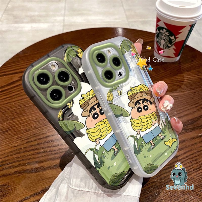 เคสซิลิโคนนิ่ม ลายการ์ตูนชินจังน่ารัก กันกระแทก สําหรับ iPhone 11 15 12 13 14 Pro Max X Xr Xs 8 7 6 Plus SE 2020