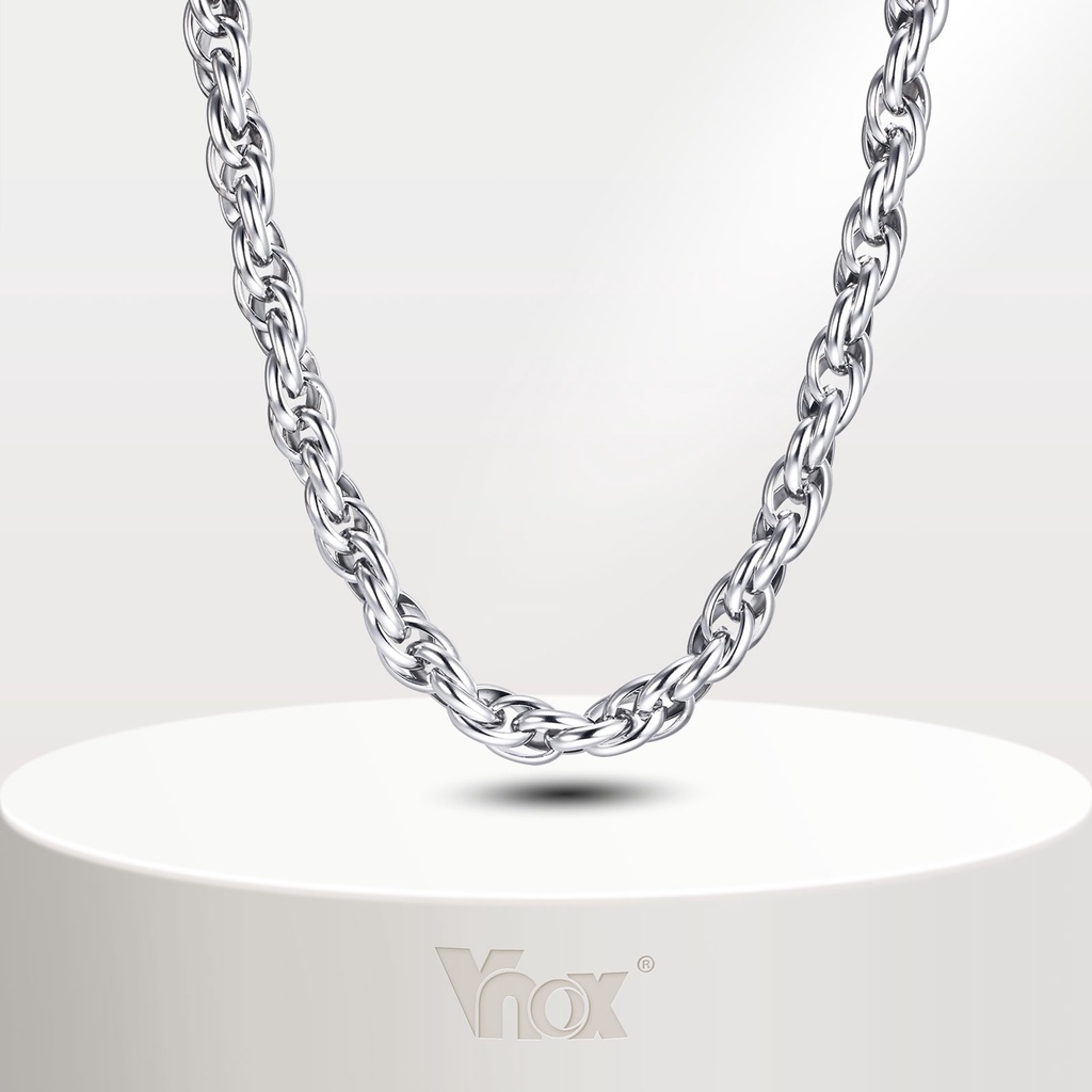 VNOX เครื่องประดับ สร้อยคอสแตนเลส สีเงิน แบบเรียบง่าย สําหรับผู้ชาย และผู้หญิง