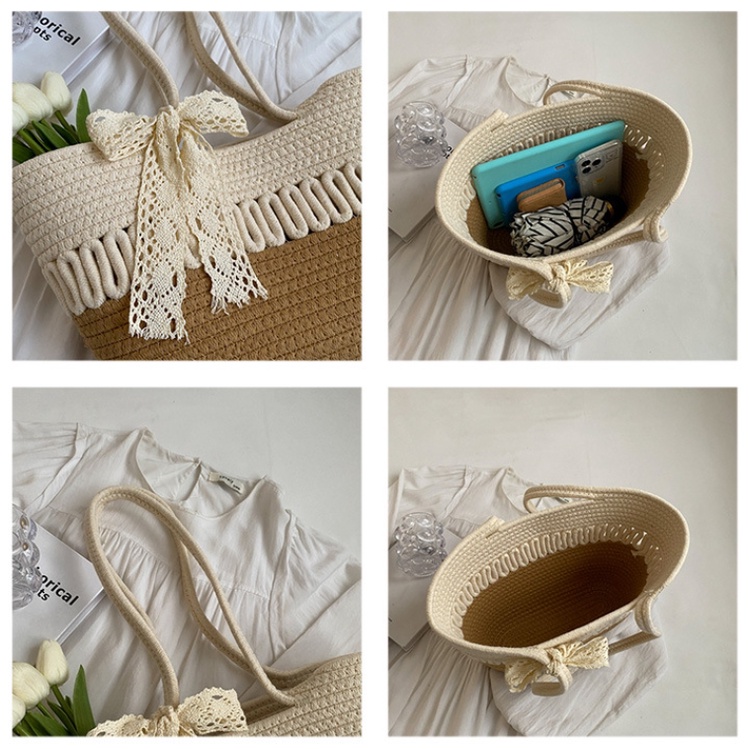 กระเป๋าแฟชั่น สไตล์เกาหลี งานผ้าถัก ดูแข็งแรง ใบใหญ่ จุได้เยอะ - รูปที่ 6