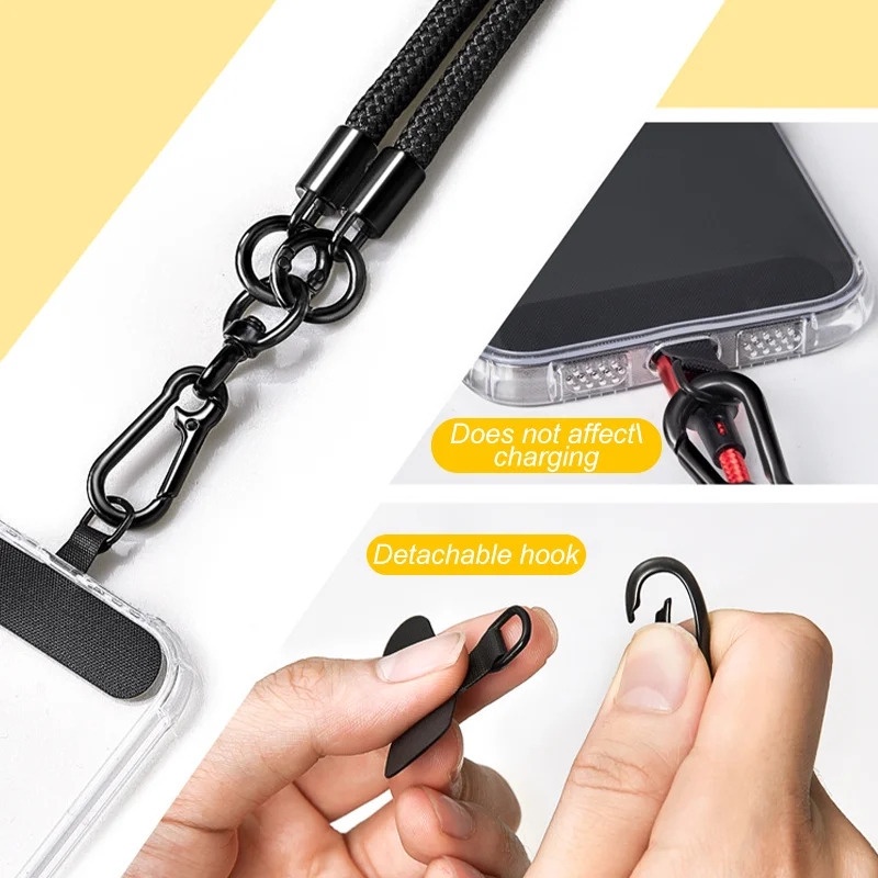 สายคล้องข้อมือ ถอดออกได้ ปรับได้ / สายคล้องโทรศัพท์มือถือ แบบหนา สากล 120 ซม. / สายคล้องคอ การ์ด สะพายข้าง ป้องกันการสูญหาย พร้อมแท็บผูก / เชือกแขวนโทรศัพท์ แฟชั่น - รูปที่ 6