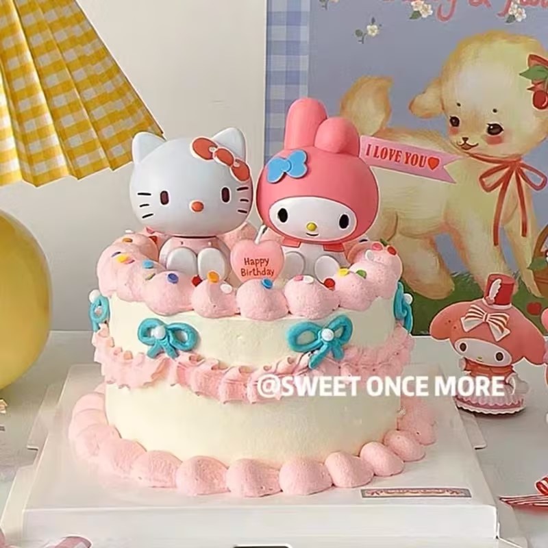 เครื่องประดับตกแต่งเค้ก รูปการ์ตูน Melody Kuromi Osmanthus Birthday Hello Kitty Katie