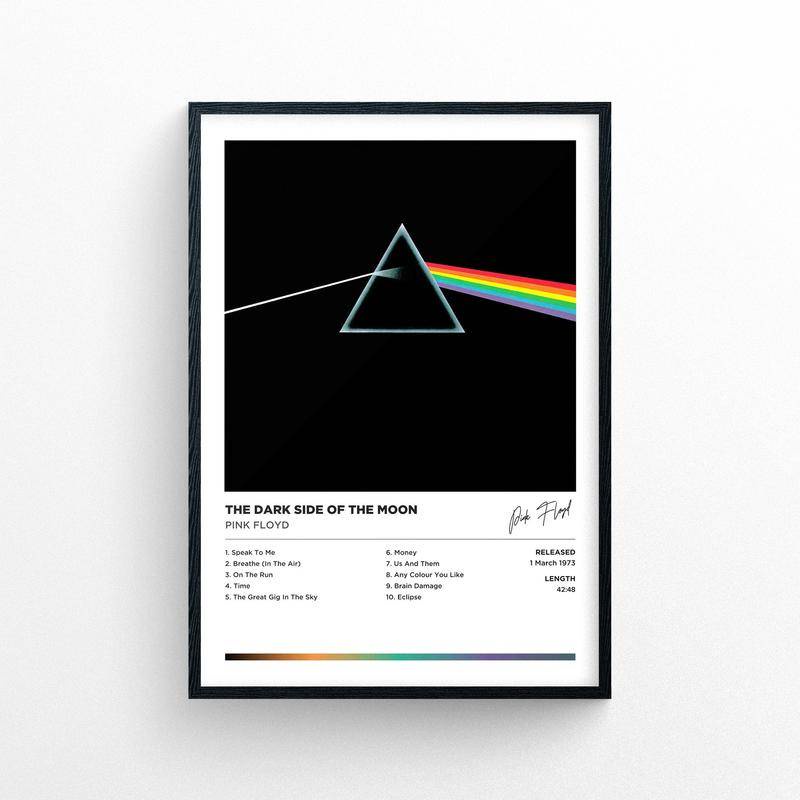 Pink Floyd - โปสเตอร์ พิมพ์ลายดวงจันทร์ ไม่มีกรอบ | สไตล์โพลารอยด์ | อัลบั้มเพลง ปกคลุมงานศิลปะ