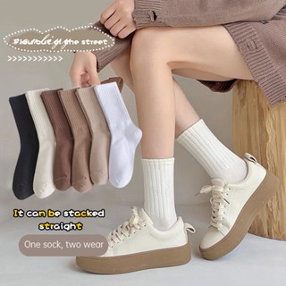 ส่งเร็ว🌼ถุงเท้าบาสเกตบอลขนาดกลางถุงเท้าผ้าฝ้ายสีทึบสำหรับผู้…