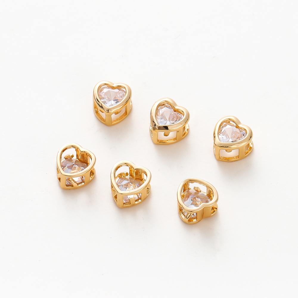(2-6ชิ้น) จี้หัวใจ ชุบทองแท้ 18K ไม่ลอกไม่ดำ อะไหล่ DIY สำหรับทำสร้อยคอ สร้อยข้อมือ ต่างหู คุณภาพสูง