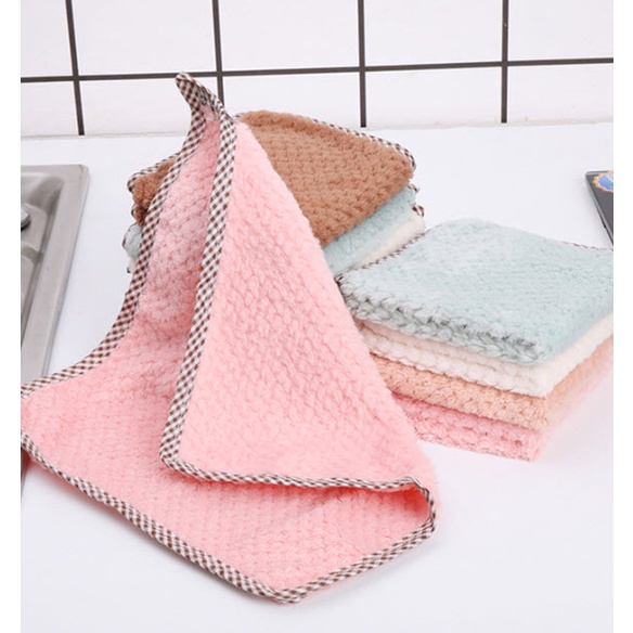 ผ้าเช็ดโต๊ะ ผ้าเช็ดจาน มีรูเกี่ยว เย็บขอบ สีหวาน S0448 ขนาด 25ซม. ผ้าขี้ริ้ว ผ้าเช็ดอเนกประสงค์