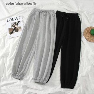 Colorfulswallowfly กางเกงวอร์ม ทรงหลวม โอเวอร์ไซซ์ สีพื้น แฟชั่นฤดูใบไม้ร่วง ฤดูหนาว สําหรับผู้หญิง COD