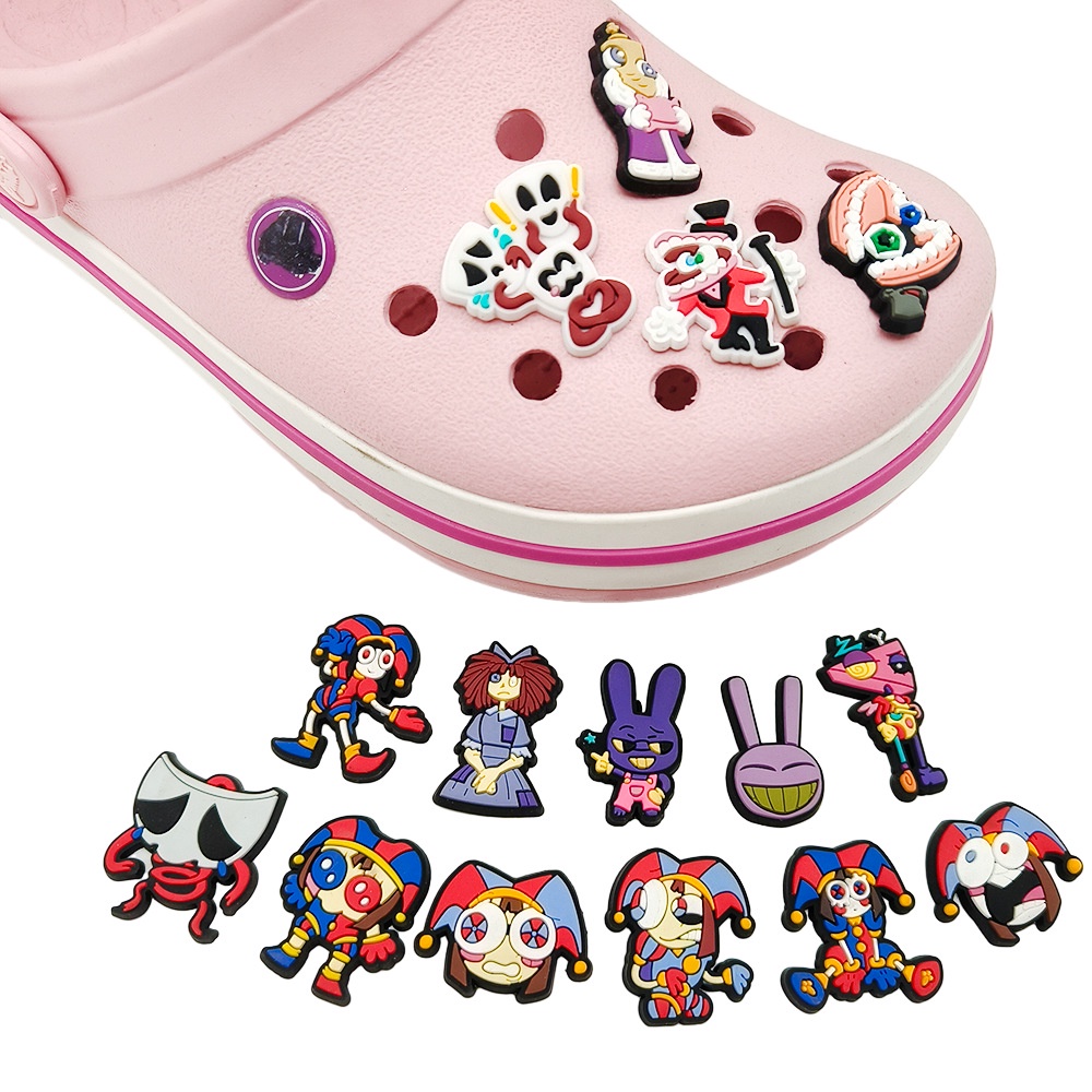 The Amazing Digital Circus Crocs Jibbitz Charm Jax กระต่ายรองเท้า Charms Pins Pomni Clown Jibits สําหรับชายรองเท้าอุปกรณ์เสริม