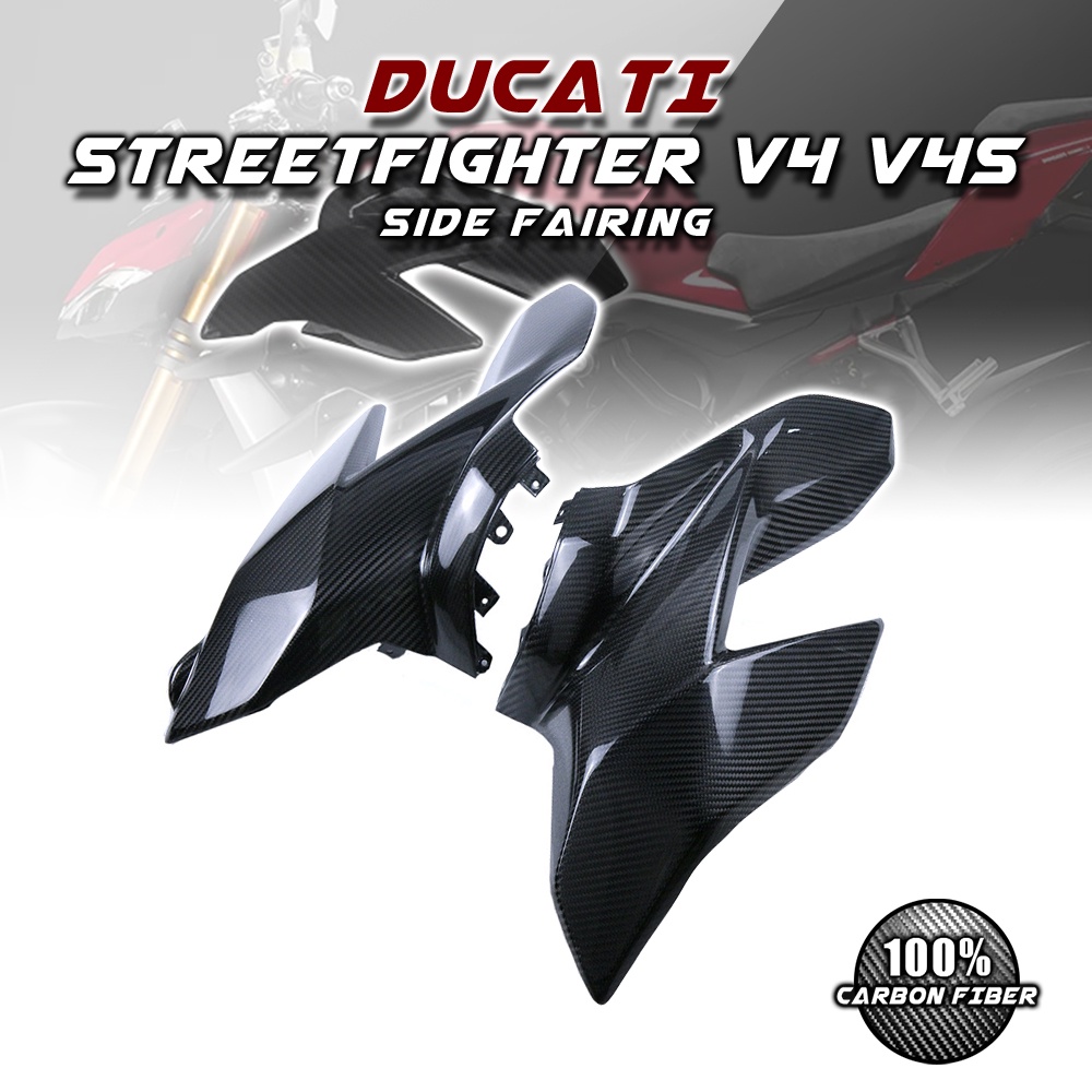 แฟริ่งคาร์บอนไฟเบอร์ 3K 100% อุปกรณ์เสริม สําหรับรถจักรยานยนต์ Ducati Streetfighter V4 V4S V4/S