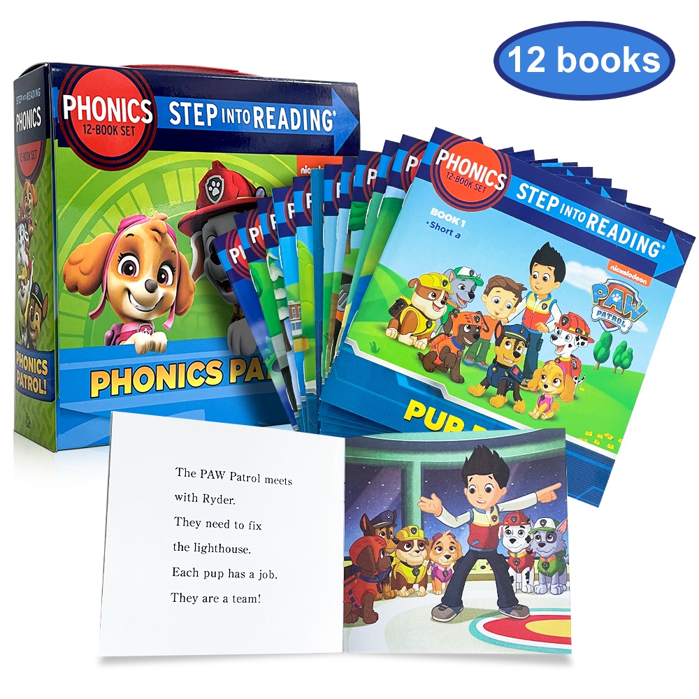 12 Books Set Paw Patrol Phonics Box Set (PAW Patrol) Educational English Picture Book for Kids Baby Bedtime Story Book
