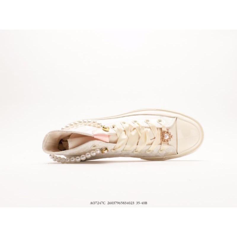 Converse CT ALL STAR 70s HI TOP SILK RIBBON WHITE 100% ORIGINAL Women's Shoes แฟชั่น