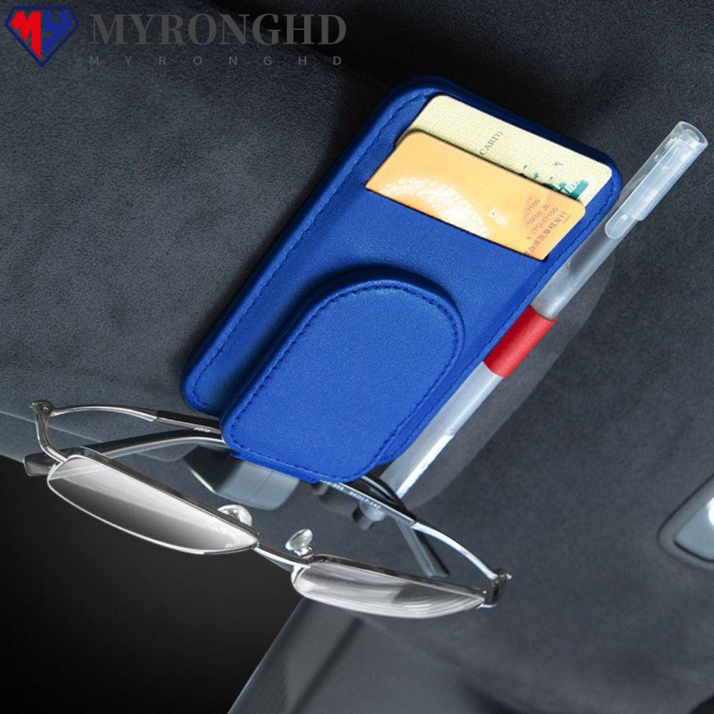 Myronghd คลิปที่บังแดดรถยนต์, คลิปแว่นตากันแดด หนัง PU อุปกรณ์เสริมในรถยนต์, ที่ใส่แว่นตา อเนกประสงค์ ปากการถ