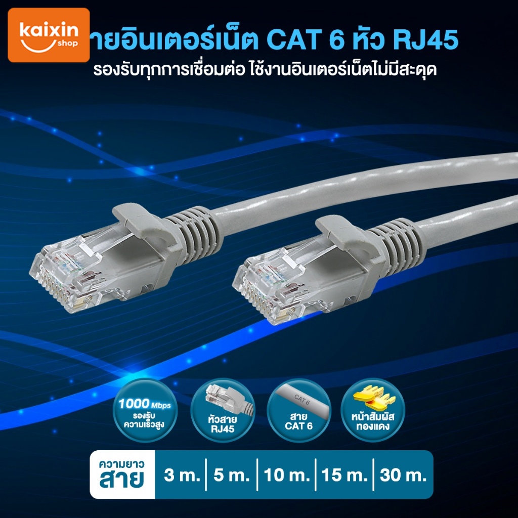 สายแลน Cat 6 สาย LAN 3m 5m 10m 15m 30m ความเร็วสูง CAT6 RJ45 ระดับกิ๊กกะบิต สายแบน วิ่งเต็มสเปก