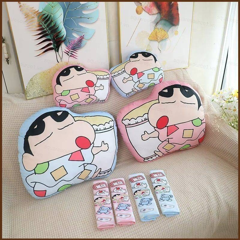Squar1 หมอนตุ๊กตานุ่ม รูปการ์ตูนชินจังน่ารัก เพื่อความปลอดภัย สําหรับพนักพิงศีรษะรถยนต์