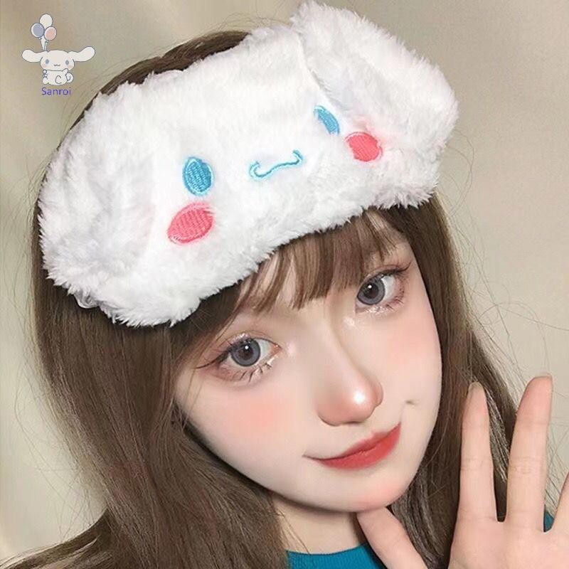 [San] Lunch Break Sleep Ladies Eye Protection Kawaii Sanrio Cinnamoroll Plush Eye Mask Anime Cinnamoroll Blackout Eye Mask POP