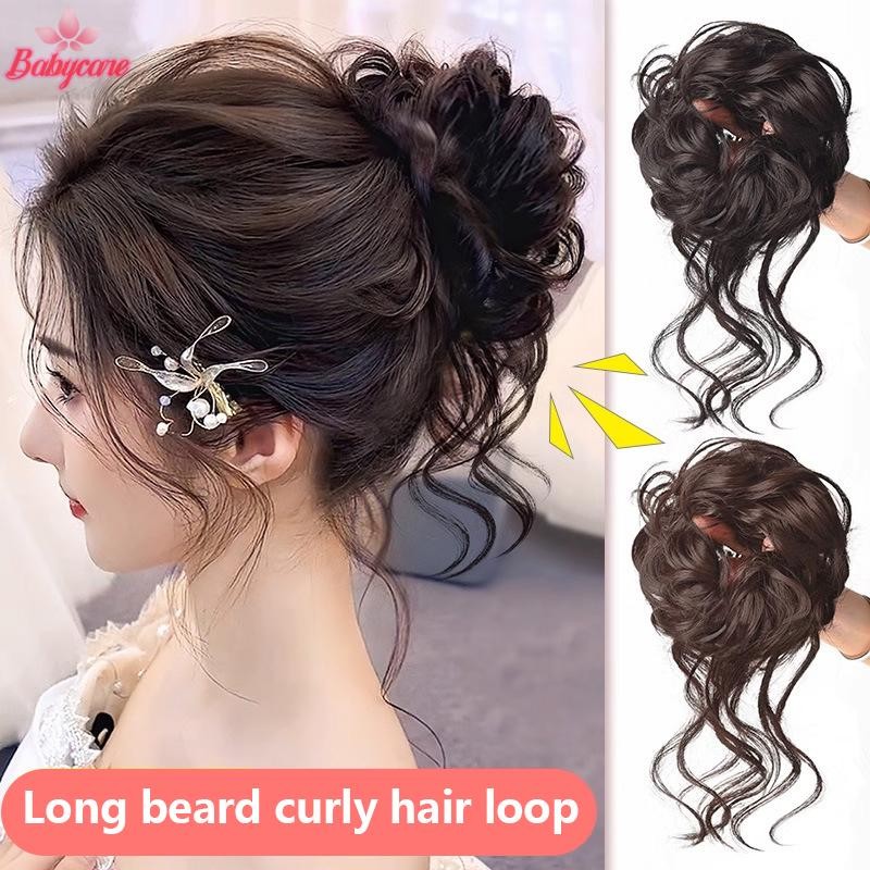 Byce> สังเคราะห์ Curly Bun Messy Claw Chignon คลิปยืดหยุ่นผม Scrunchies Hairpieces Donut Updo ผมชิ้นสําหรับผู้หญิงใหม่