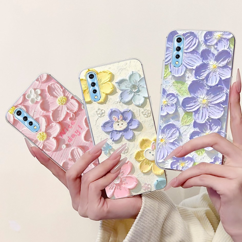 สําหรับ Vivo S1 Global 1907 กรณี Y7s Z1X Z5 ฝาครอบใหม่สไตล์ดอกไม้ผีเสื้อซิลิโคนนุ่มเคสโทรศัพท์สําหรั