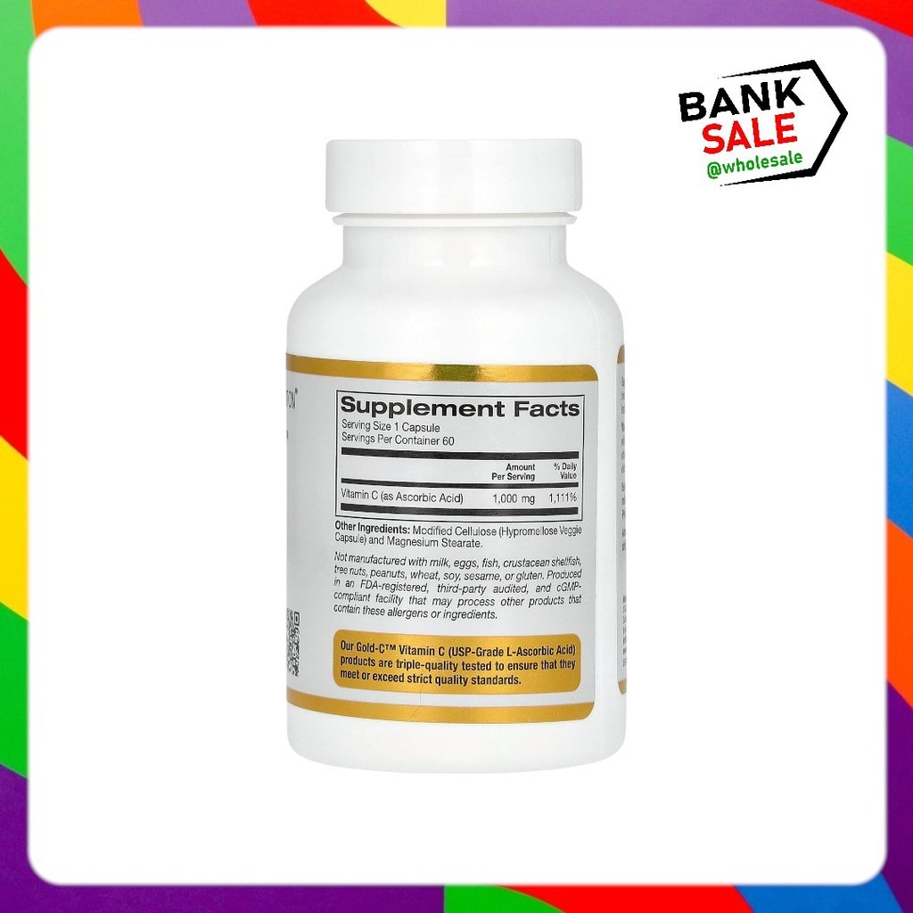 California Gold Nutrition, Gold C, USP Grade Vitamin C, 1,000 mg, 60 Veggie Capsules