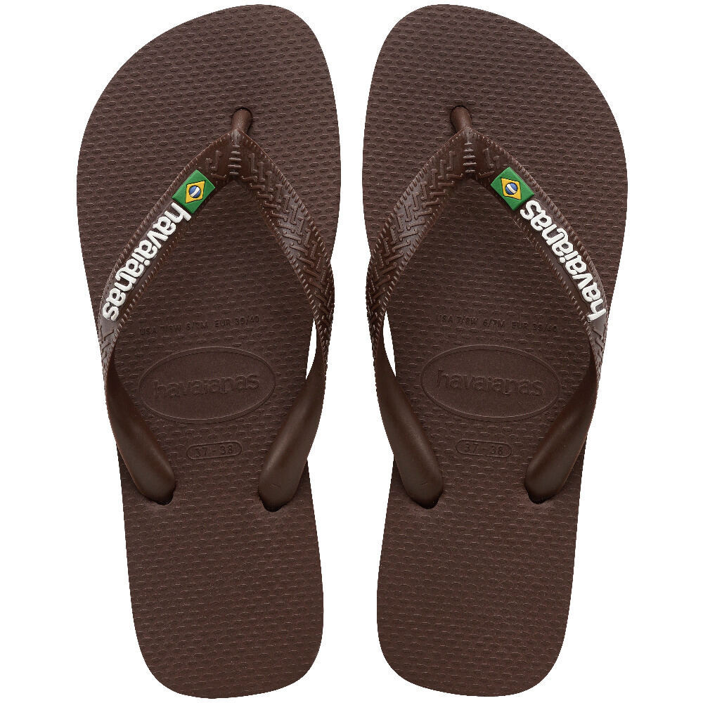 HAVAIANAS รองเท้าแตะ Brasil Logo Flip Flops DARK BROWN 41108502673U_H4WTBR