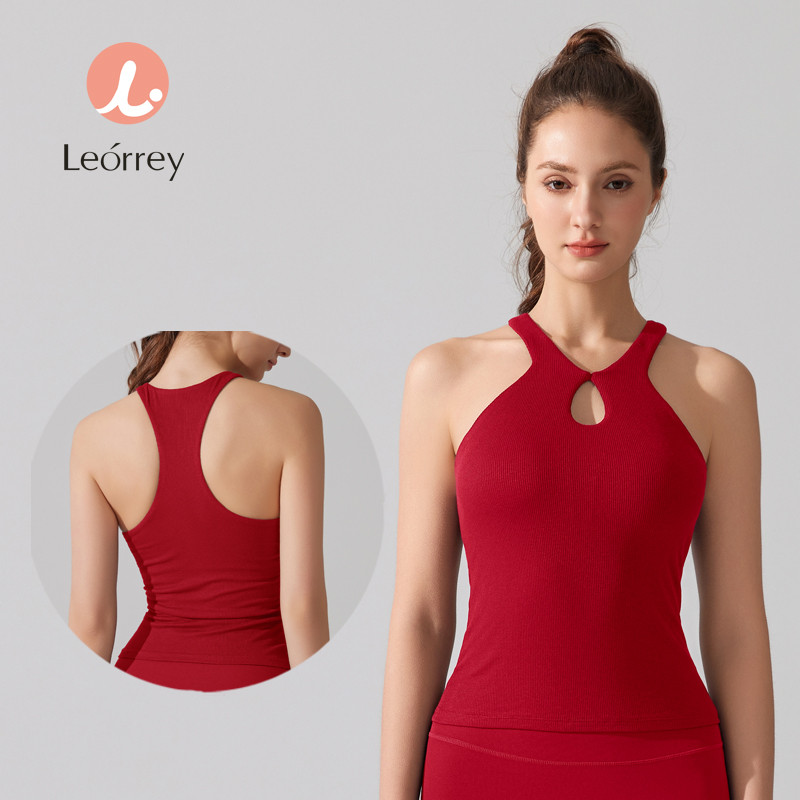 Leorrey-เสื้อชั้นในกีฬาทรง H ทรงซี่โครง เสื้อกั๊กโยคะแข็งแรงทนทาน เสริมฟองน้ำ ฟิตเนส