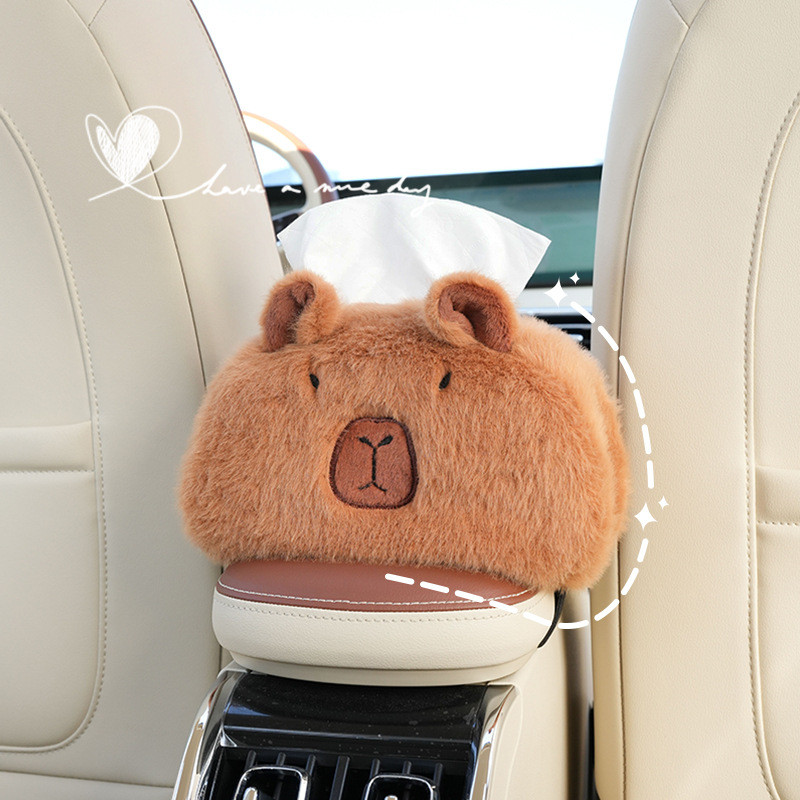 Capybara กล่องทิชชู่รถยนต์ กล่องลิ้นชักหลังเบาะนั่งในรถ ที่ใส่ทิชชู่ในรถยนต์ลายการ์ตูน
