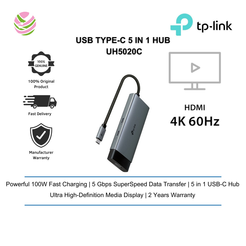 TP-Link UH5020C USB Type-C 5 in 1 Hub 5 Gbps การถ่ายโอนข้อมูล SuperSpeed