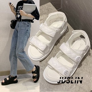 JUSLIN   รองเท้าแตะผู้หญิง ส้นแบน ใส่สบาย สไตล์เกาหลี รองเท้าแฟชั่น 2023 ใหม่  สวย fashion Korean Style Chic B98G1RV 37Z230910