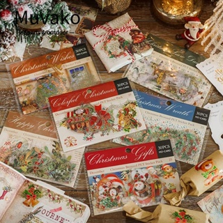 Muvako สติกเกอร์ใส ลายซานตาคลอส สโนว์แมน เทศกาลคริสต์มาส สําหรับตกแต่งสมุดภาพ การ์ด 90 ชิ้น