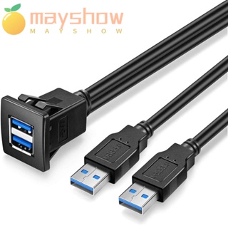 Mayshow สายเคเบิลต่อขยาย 3 ฟุต ทรงสี่เหลี่ยม พร้อมหัวเข็มขัด สําหรับแดชบอร์ดรถยนต์