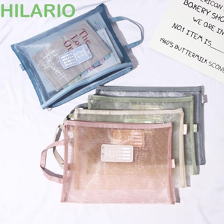 Hilario กระเป๋าโฟลเดอร์ ขนาด A4 มีซิป แบบพกพา สําหรับใส่เครื่องเขียน เอกสาร กระดาษ สํานักงาน โรงเรียน