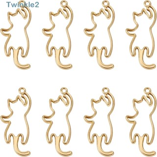 Twinkle จี้ธีมแมวน่ารัก โลหะผสม 47*19 มม. สีทอง 20 ชิ้น