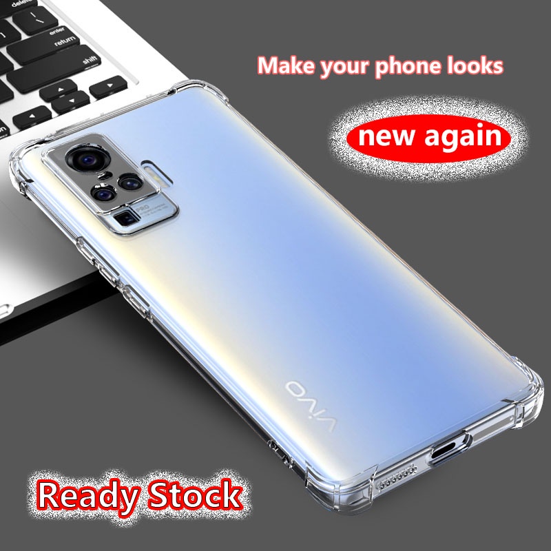 สําหรับ Vivo X50 Pro V2005A 2006 คริสตัลใส 4 มุมกันกระแทกยางนุ่ม Jelly กรณีเคสโทรศัพท์ฝาหลังกันชนโปร