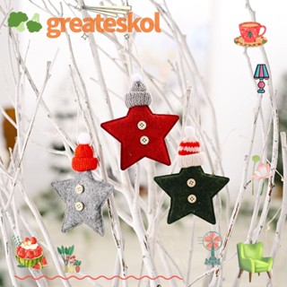 Greateskol จี้ตุ๊กตาซานตาคลอส ดาวสีแดง น้ําหนักเบา สําหรับตกแต่งต้นคริสต์มาส DIY 5 ชิ้น