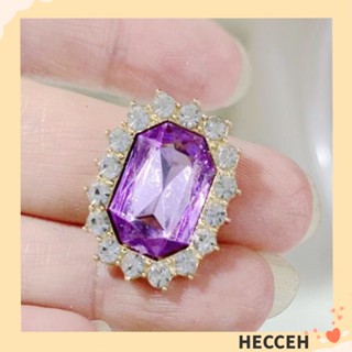 Hecceh กระดุมคริสตัล พลอยเทียม สีม่วง หรูหรา 20*17 มม. 50 ชิ้น