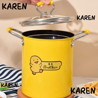 Karen หม้อทอด หม้อทอด พร้อมฝาปิด หม้อเหล็ก ที่กรองน้ํามัน หม้อทอด ไก่ทอด เฟรนช์ฟราย กรองน้ํามัน ครัว หม้อน้ํามัน เครื่องมือ