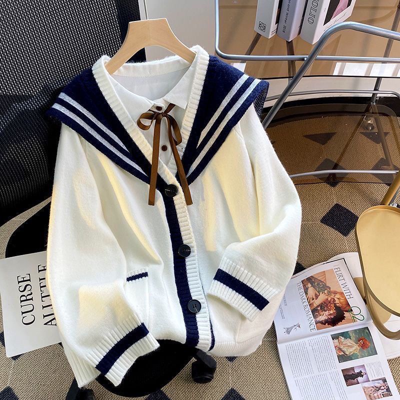เสื้อคาร์ดิแกนกันหนาว ผ้าถัก ทรงหลวม เข้ากับทุกการแต่งกาย สไตล์วิทยาลัย