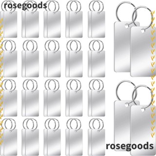 Rosegoods1 จี้แท็กสเตนเลสเปล่า ทรงสี่เหลี่ยมผืนผ้า สีเงิน สําหรับทําเครื่องประดับ แฮนด์เมด