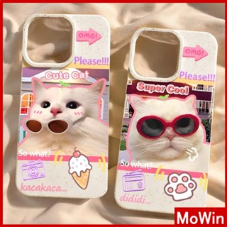 Mowin - เข้ากันได้สำหรับ เคสไอโฟน เคสไอโฟน11 เคส iphone 11 กรณีเป็นมิตรกับสิ่งแวดล้อมสีขาวกรณีนุ่มปกป้องกล้องกันกระแทกน่ารักแมวไอศกรีมเข้ากันได้กับ iPhone 14 13 PRO MAX 12 11 XR XS 7Plus 8 PLUS