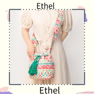 Ethel1 กระเป๋าถือ กระเป๋าสะพายไหล่ ผ้าแคนวาส พิมพ์ลาย สไตล์โบฮีเมียน ความจุขนาดใหญ่ แบบพกพา แฟชั่นสําหรับสตรี