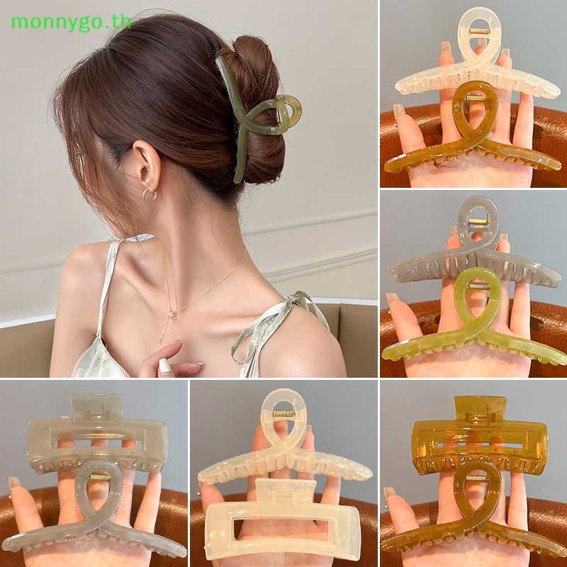 Monnygo กิ๊บติดผมหางม้า แบบใส โอเวอร์ไซซ์ แฟชั่นสําหรับผู้หญิง TH