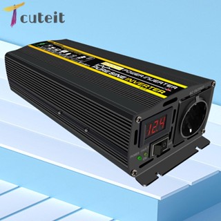 Tcuteit อินเวอร์เตอร์ดิจิทัล DC 12V เป็น AC 220V หน้าจอ LED สําหรับรถยนต์