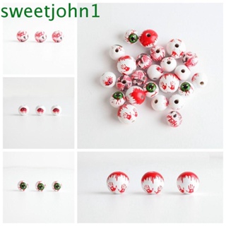 Sweetjohn ลูกปัดไม้ธรรมชาติ รูปหัวฟักทอง 16 20 มม. DIY สําหรับเด็ก 10 ชิ้น