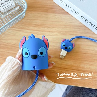 แท่นชาร์จซิลิโคน ลายการ์ตูน Stitch iWatch พร้อมเคสสายเคเบิล สําหรับ Watch Series 8 7 6 5 4 SE 3 2 1